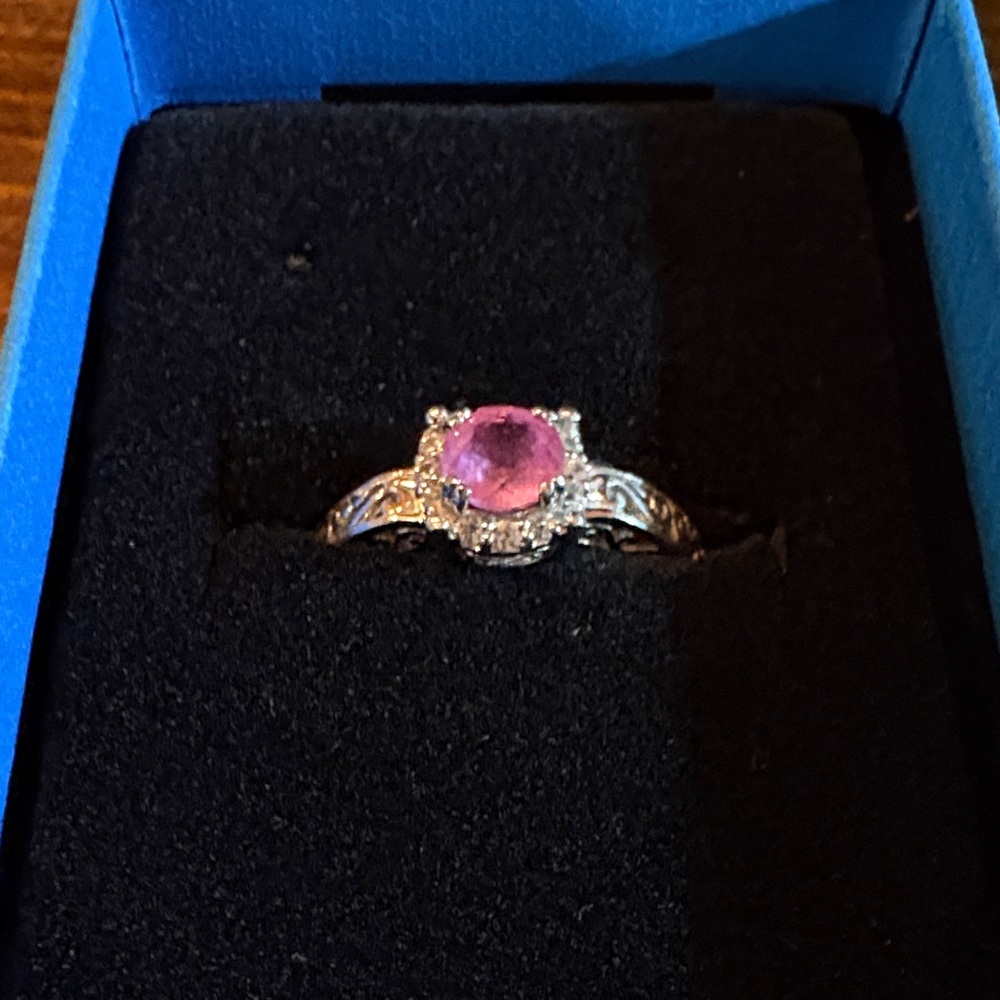 JTV Pink Gemstone Silver Ring